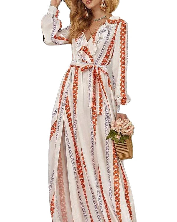 Women's Autumn Long Sleeve Wrap Dress SCHATZI NEW YORK Women's Autumn Long Sleeve Wrap Dress SCHATZI NEW YORK